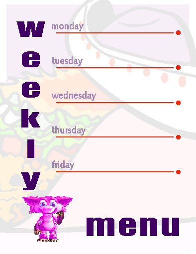 Weekly Menu Plan (Click to enlarge)
