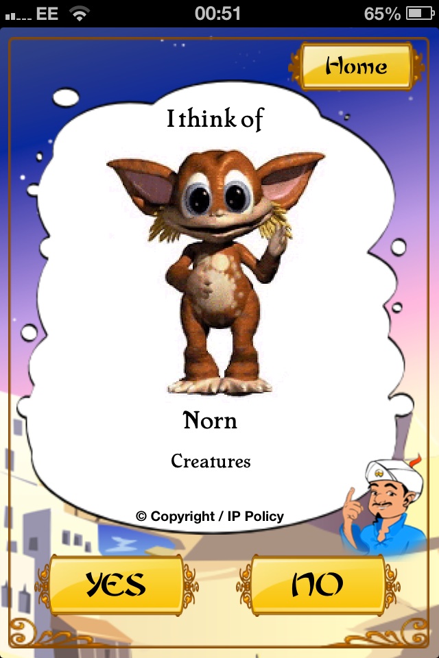 A Norn on Akinator (Image Credit: Laura)