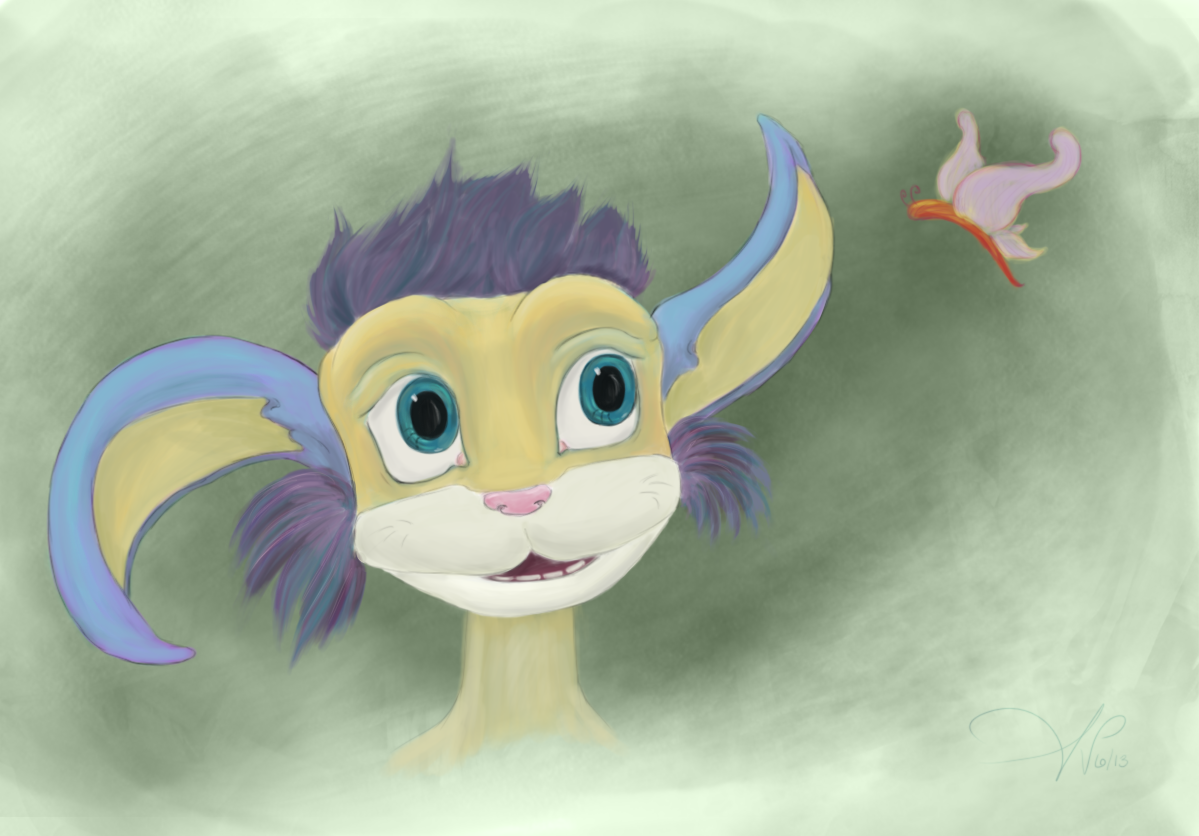 Norn and Butterfly - colored (Click to enlarge)