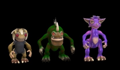 Norn, Grendel, Ettin in Spore (Click to enlarge)