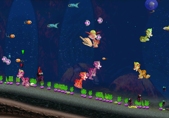 Swimming Fruit-Colored Norns (Image Credit: Riakodoadm)