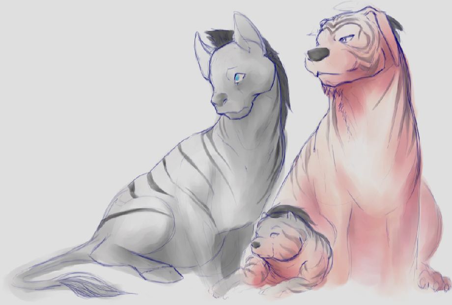 Bengal and Zebra Family[WIP] (Click to enlarge)